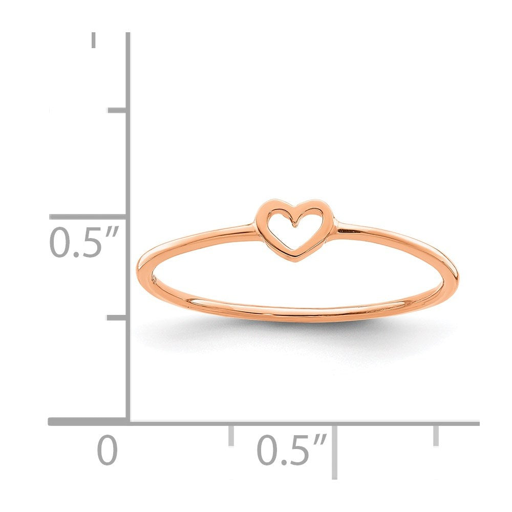 14K Rose Gold Polished Heart Ring (Size 7 Only)