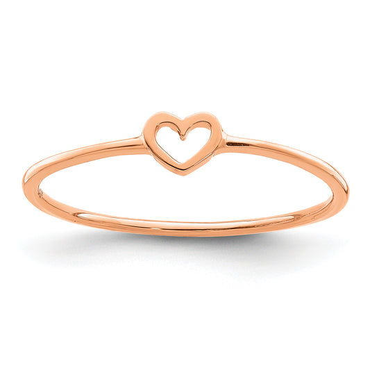 14K Rose Gold Polished Heart Ring (Size 7 Only)
