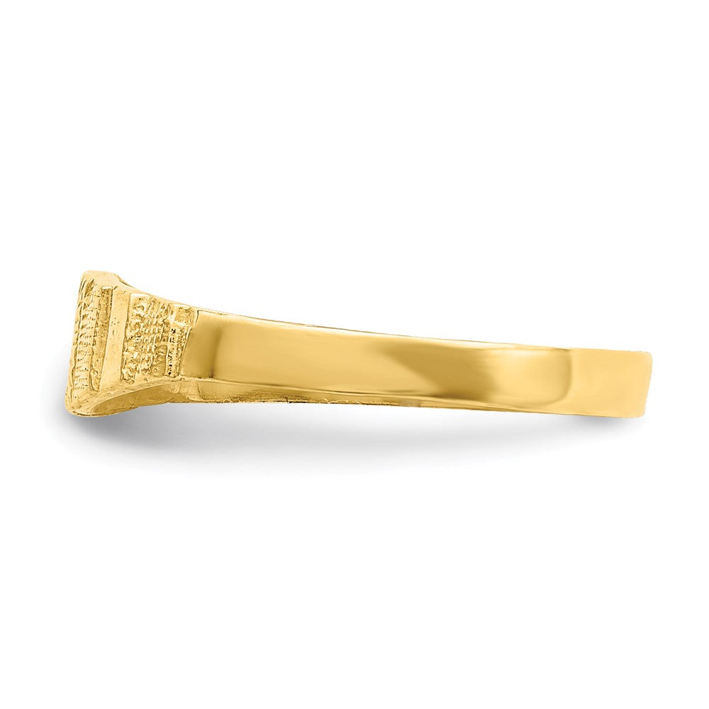 14K Yellow Gold Flower Center Engraved Baby Band