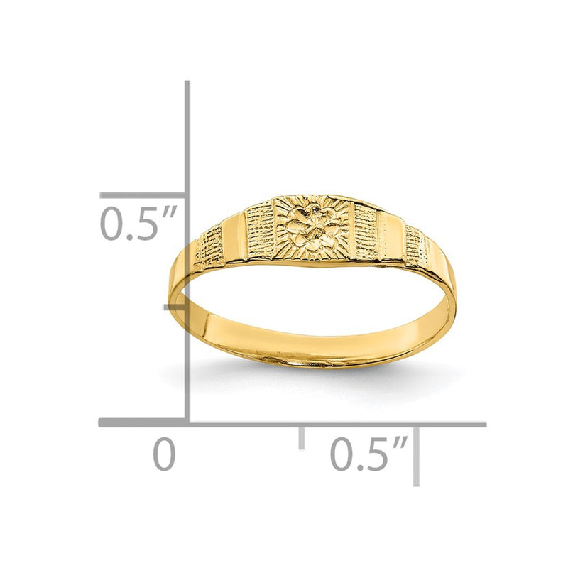 14K Yellow Gold Flower Center Engraved Baby Band