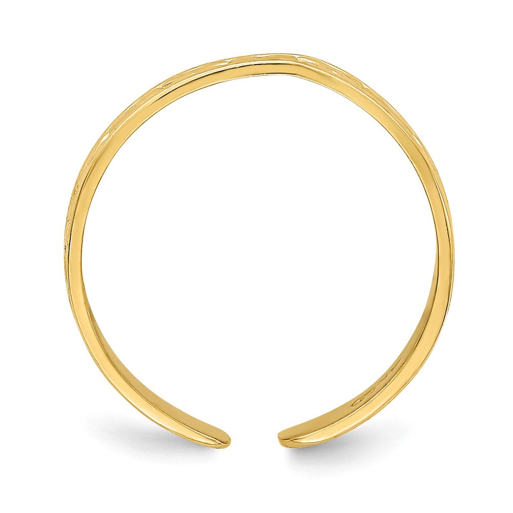 14K Yellow Gold Small X And Hearts Adjustable Toe Ring