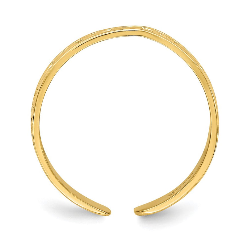 14K Yellow Gold Small X And Hearts Adjustable Toe Ring