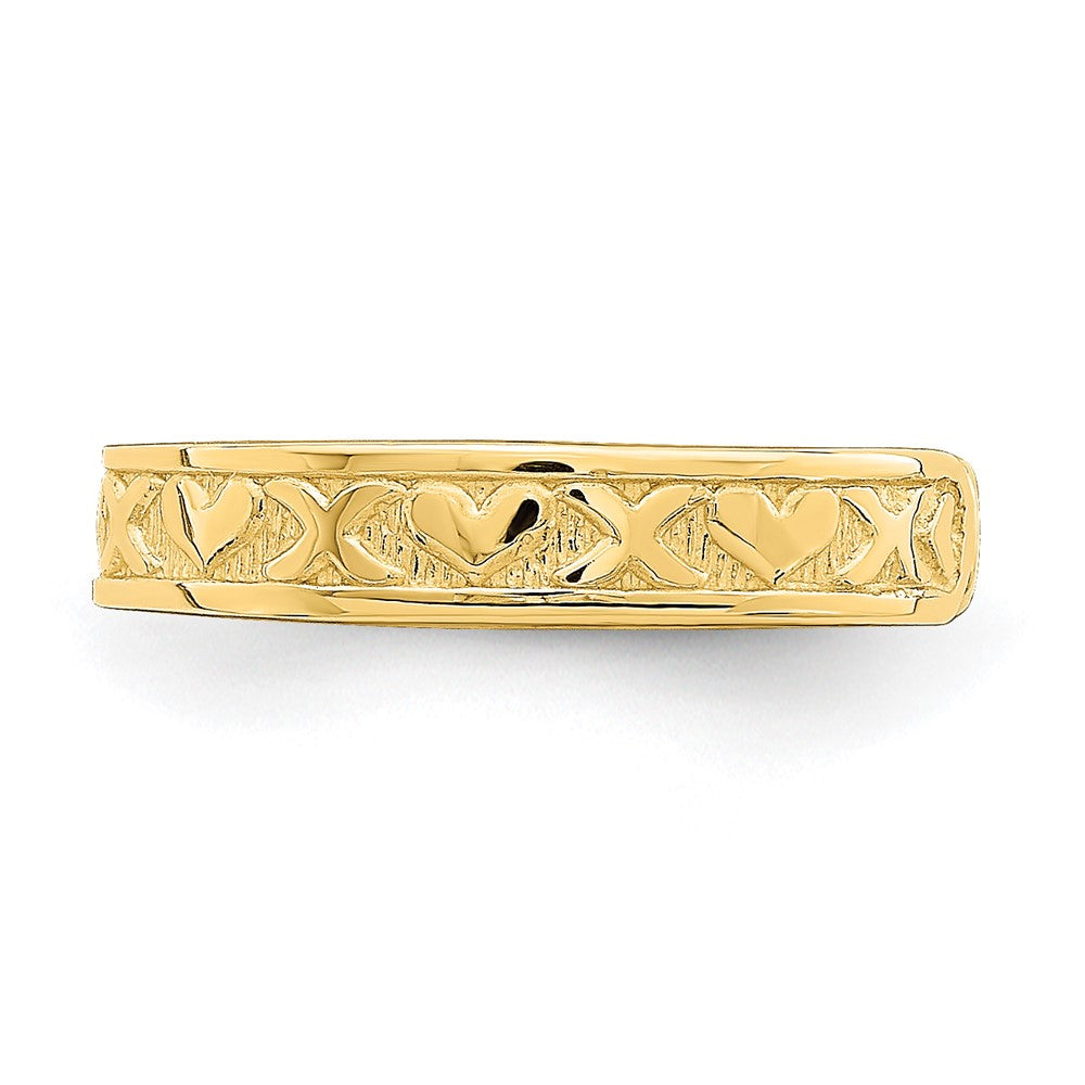 14K Yellow Gold Small X And Hearts Adjustable Toe Ring