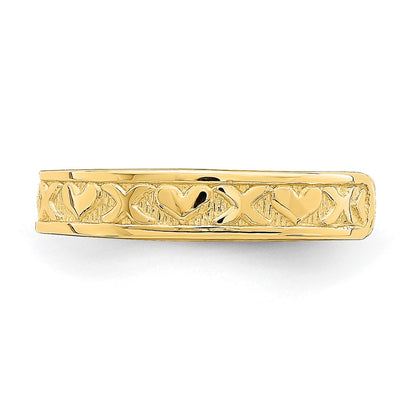 14K Yellow Gold Small X And Hearts Adjustable Toe Ring
