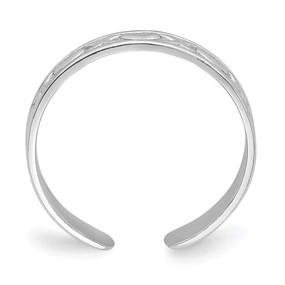 14K White Gold Small X And Hearts Adjustable Toe Ring