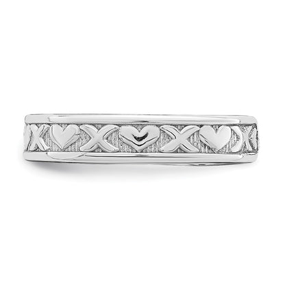 14K White Gold Small X And Hearts Adjustable Toe Ring