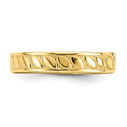 14K Yellow Gold Adjustable Leaf Engraved Design Toe Ring