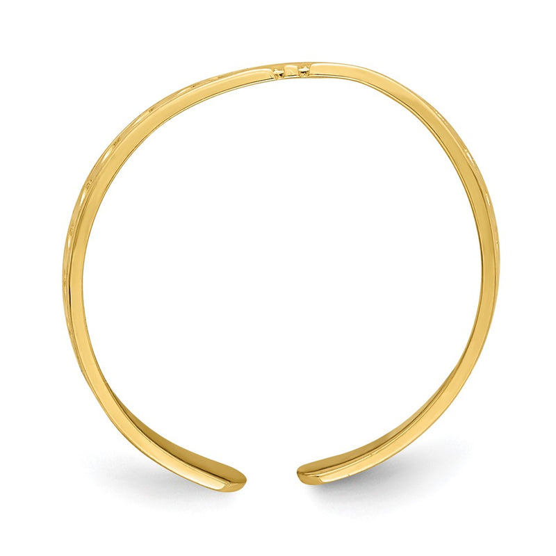 14K Yellow Gold Engraved Heart Design Adjustable Toe Ring