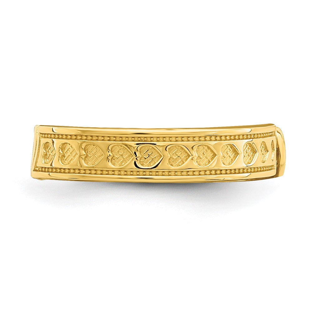 14K Yellow Gold Engraved Heart Design Adjustable Toe Ring