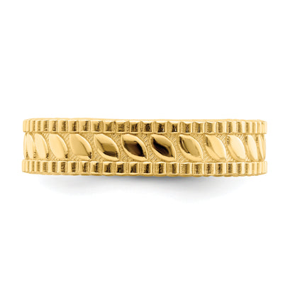 14K Yellow Gold Leaf Engraved Thumb Ring (Size 9)