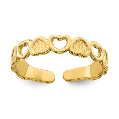 14K Yellow Gold Adjustable Heart Toe Ring