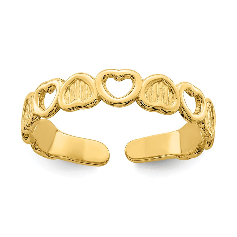 14K Yellow Gold Adjustable Heart Toe Ring