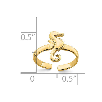 14K Yellow Gold Adjustable Seahorse Toe Ring