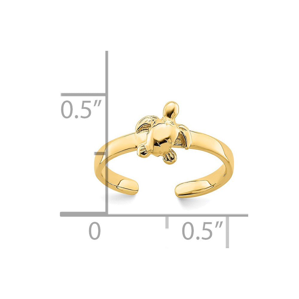 14K Yellow Gold Adjustable Sea Turtle Toe Ring