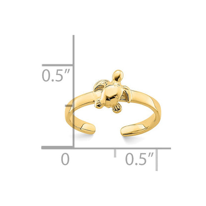 14K Yellow Gold Adjustable Sea Turtle Toe Ring
