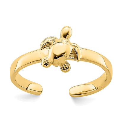 14K Yellow Gold Adjustable Sea Turtle Toe Ring