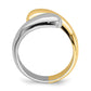 14k two tone gold polished bypass ring r875