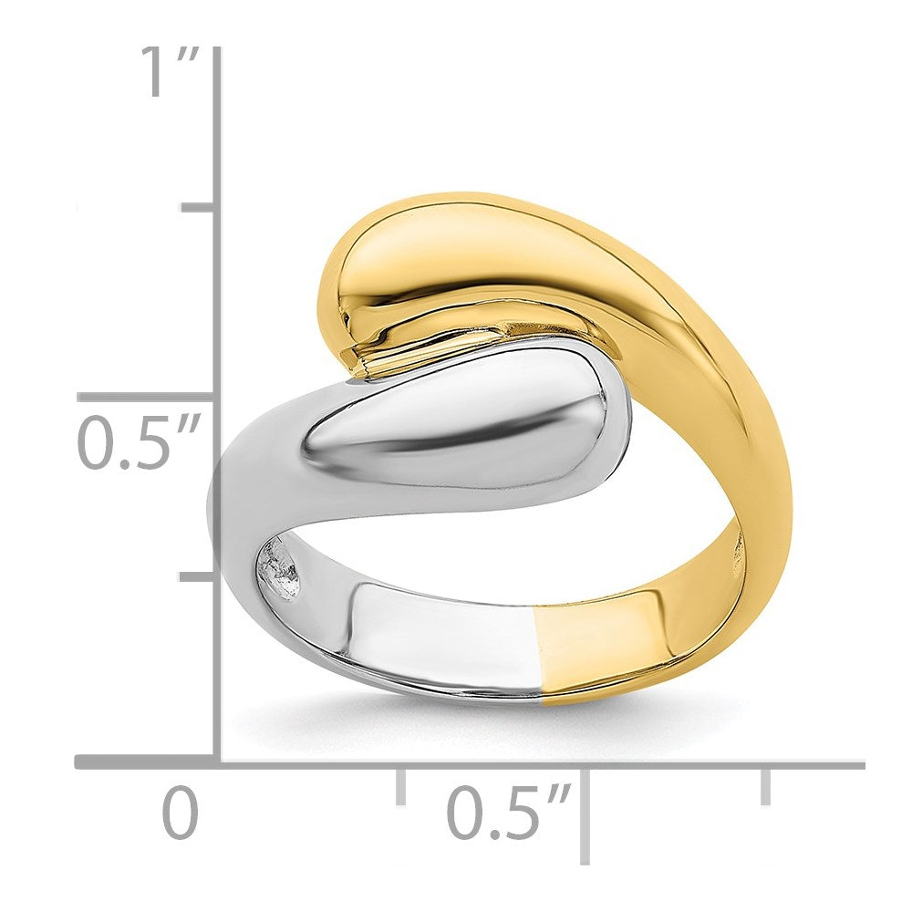 14k two tone gold polished bypass ring r875