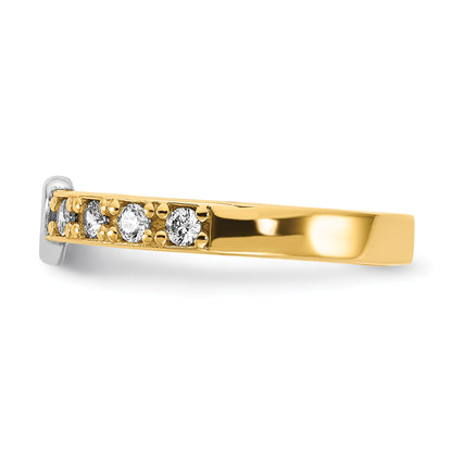 14K Yellow & Rhodium White Cz Heart Ring (Size 7 Only)