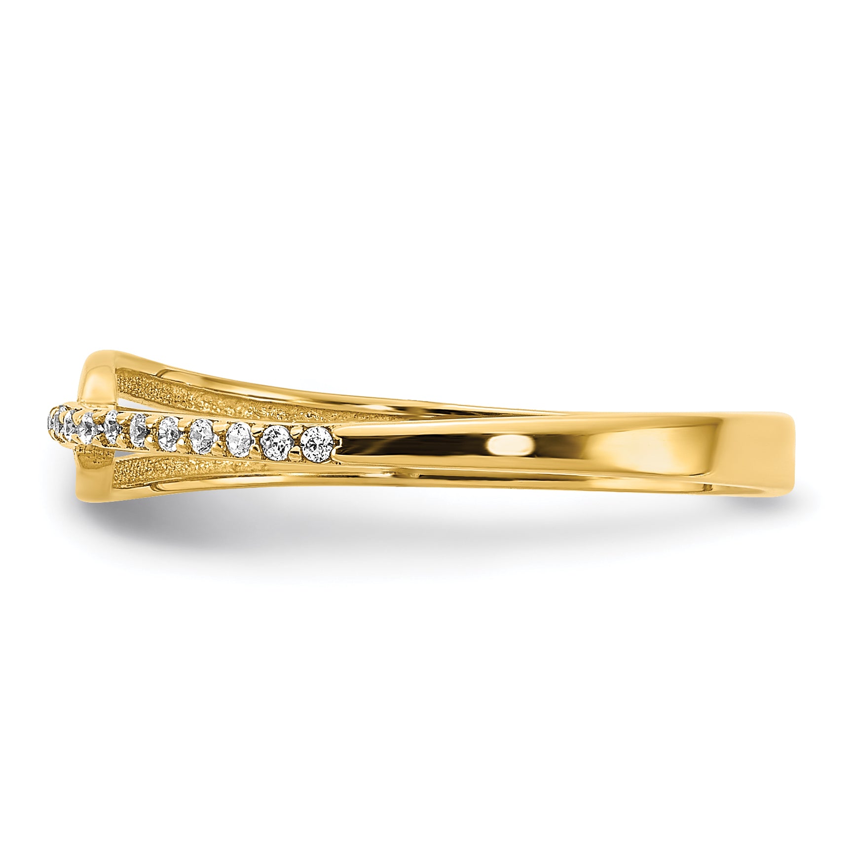 14K Yellow Gold Polished Fancy Cz Ring (Size 7 Only)