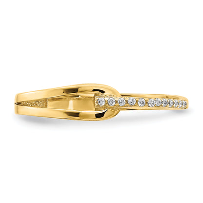 14K Yellow Gold Polished Fancy Cz Ring (Size 7 Only)