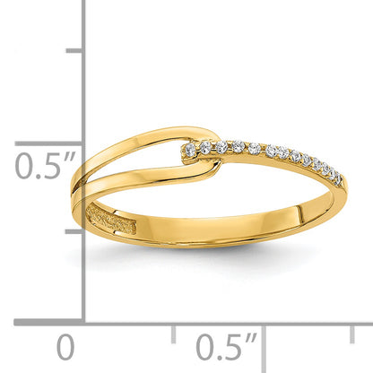 14K Yellow Gold Polished Fancy Cz Ring (Size 7 Only)