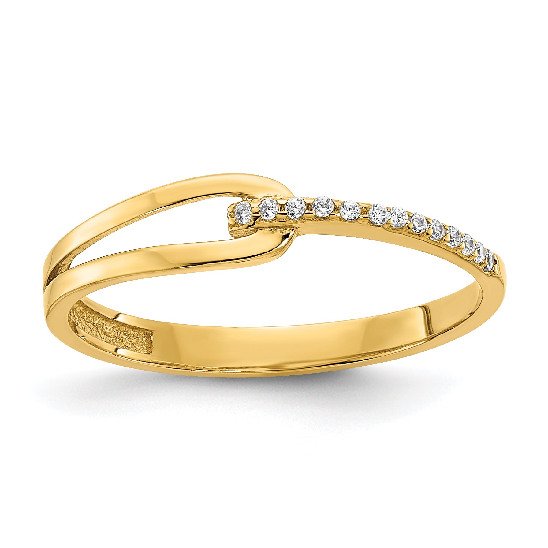 14K Yellow Gold Polished Fancy Cz Ring (Size 7 Only)