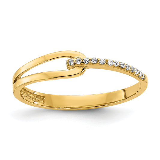 14K Yellow Gold Polished Fancy Cz Ring (Size 7 Only)