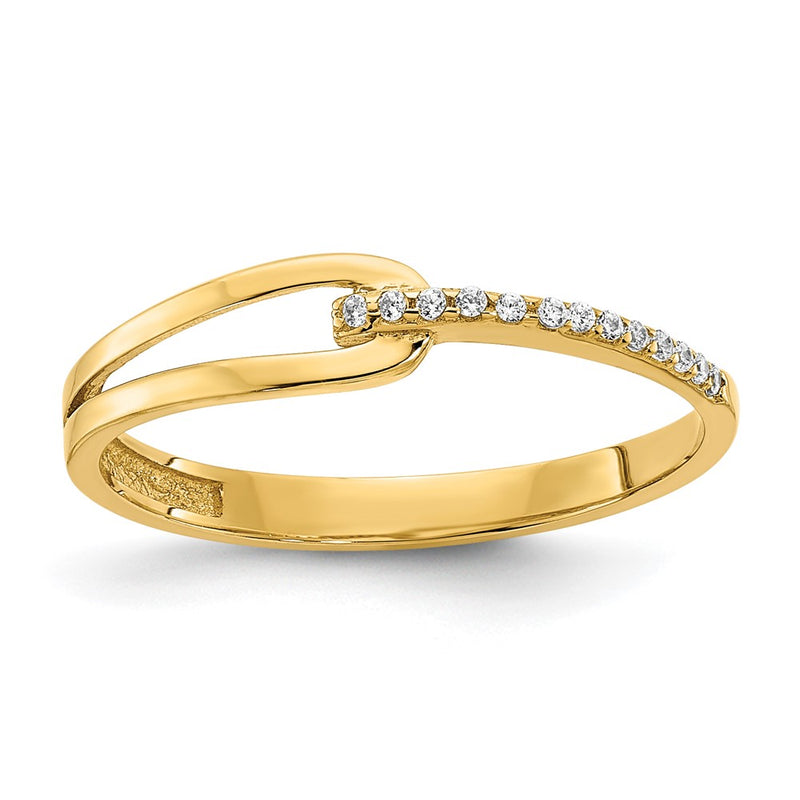14K Yellow Gold Polished Fancy Cz Ring (Size 7 Only)