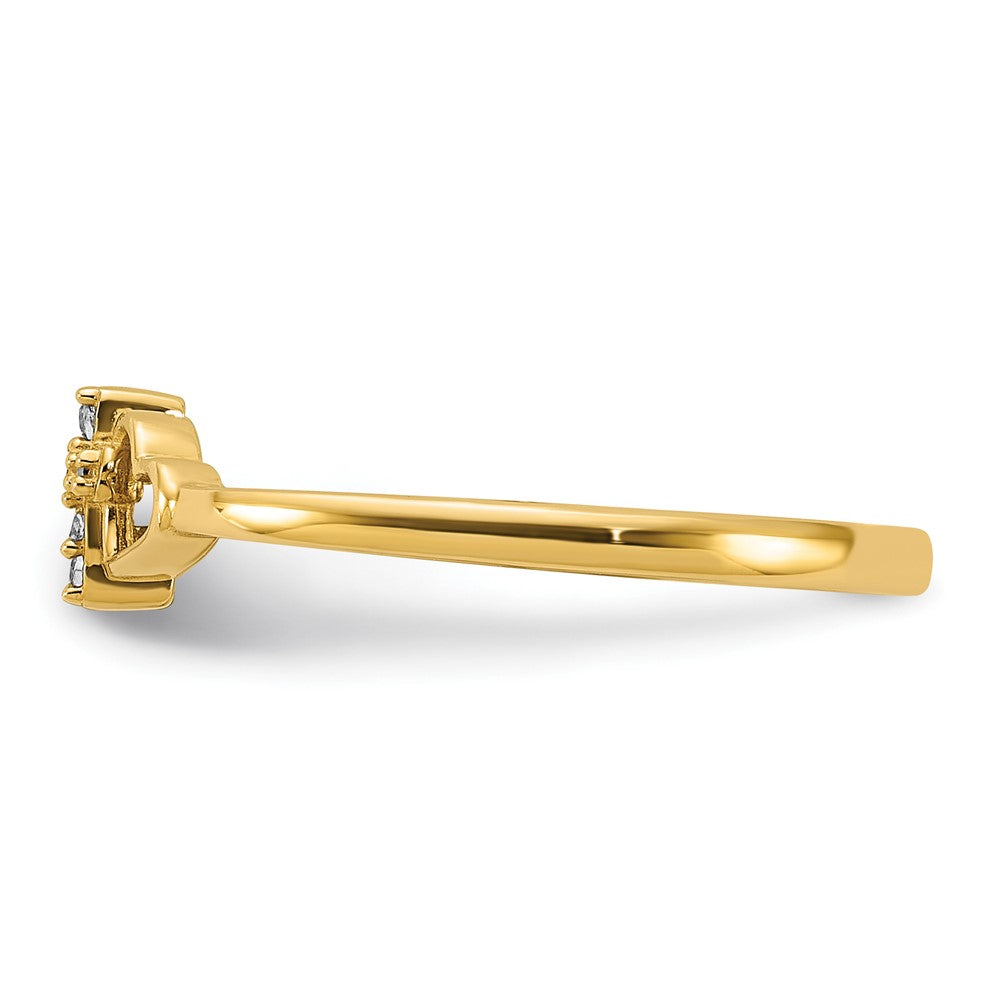 14K Yellow Gold Polished CZ Cross and Hearts Ring
