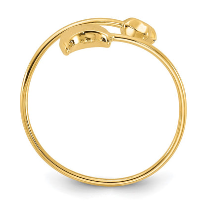 14K Yellow Gold Polished Adjustable Moon and Star Ring