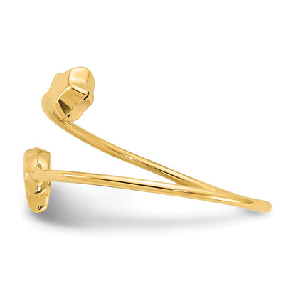 14K Yellow Gold Polished Adjustable Moon and Star Ring