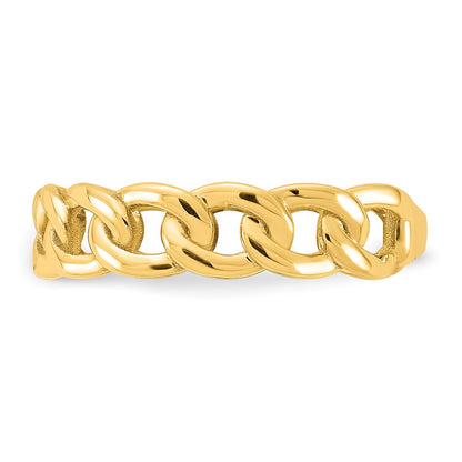 10K Yellow Gold 10Ky Polished 5mm Curb Link Ring Size 7