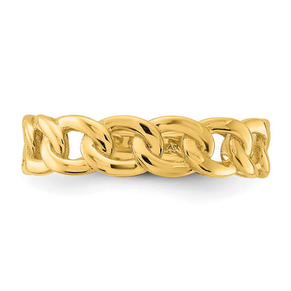 10K Yellow Gold 10Ky Polished 5mm Curb Link Ring Size 7.5