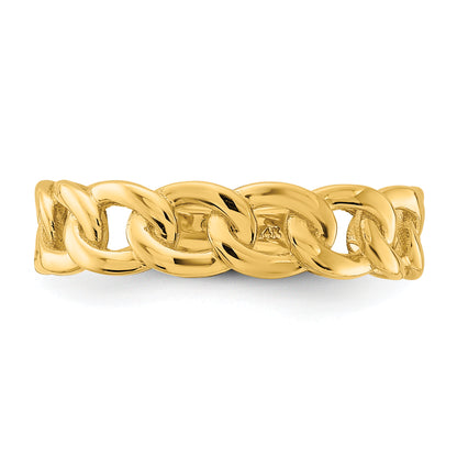 10K Yellow Gold 10Ky Polished 5mm Curb Link Ring Size 10