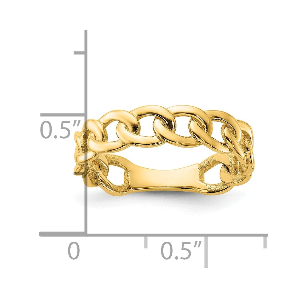 10K Yellow Gold 10Ky Polished 5mm Curb Link Ring Size 7.5