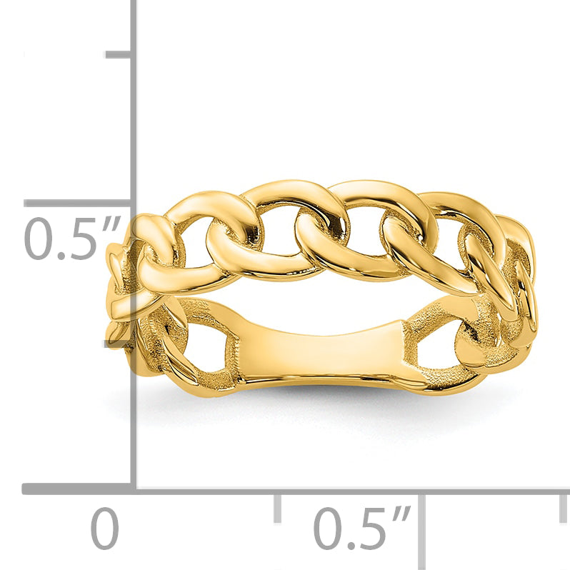 10K Yellow Gold 10Ky Polished 5mm Curb Link Ring Size 10