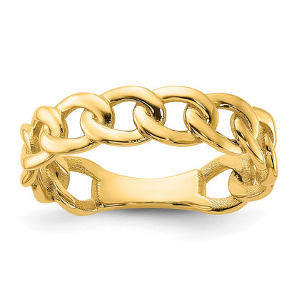 10K Yellow Gold 10Ky Polished 5mm Curb Link Ring Size 7