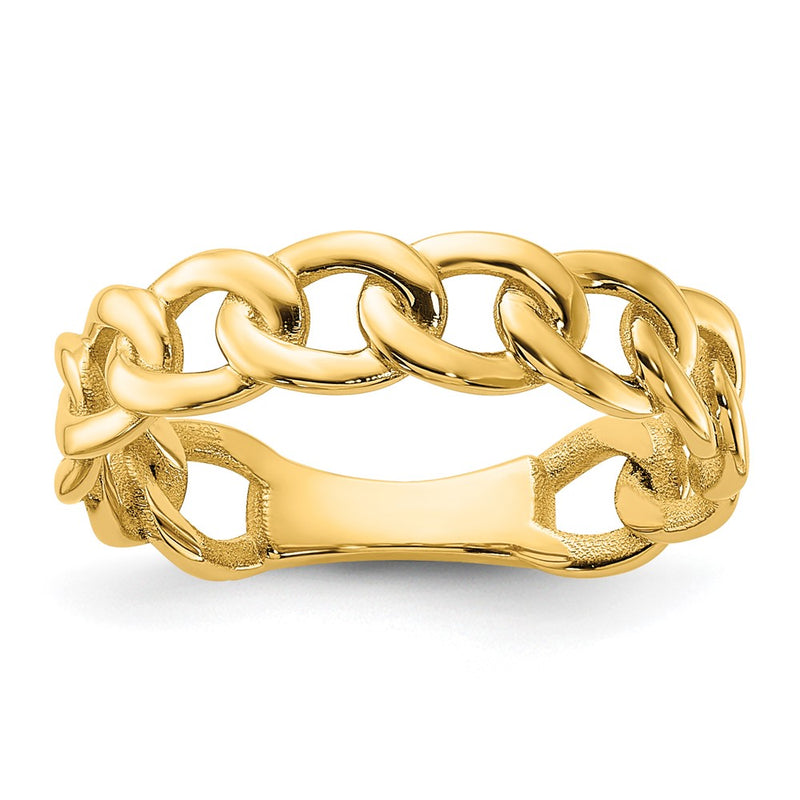 10K Yellow Gold 10Ky Polished 5mm Curb Link Ring Size 7