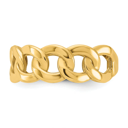 10K Yellow Gold 10Ky Polished 8mm Men'S Curb Link Ring Size 10