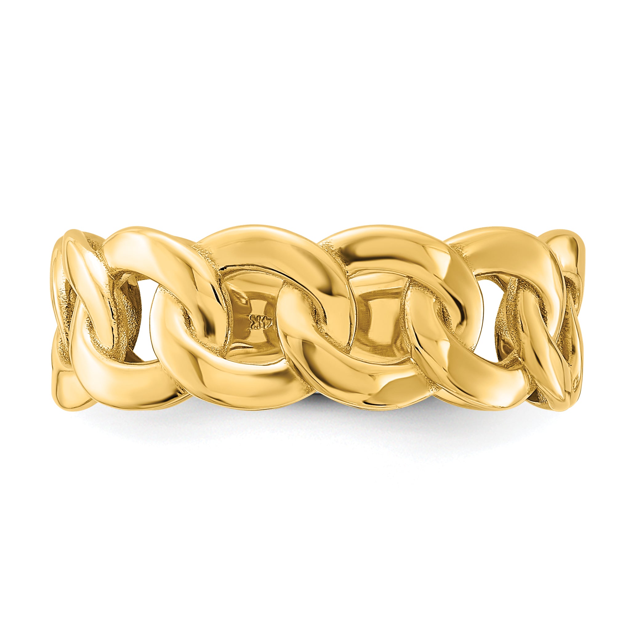10K Yellow Gold 10Ky Polished 8mm Men'S Curb Link Ring Size 10