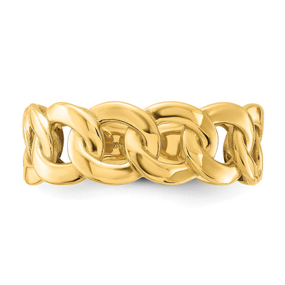 10K Yellow Gold 10Ky Polished 8mm Men'S Curb Link Ring Size 10