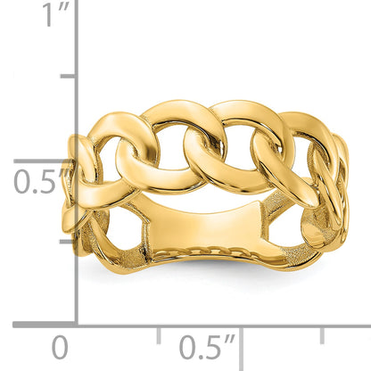 10K Yellow Gold 10Ky Polished 8mm Men'S Curb Link Ring Size 10