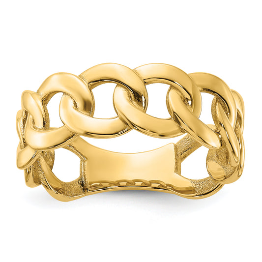 10K Yellow Gold 10Ky Polished 8mm Men'S Curb Link Ring Size 10