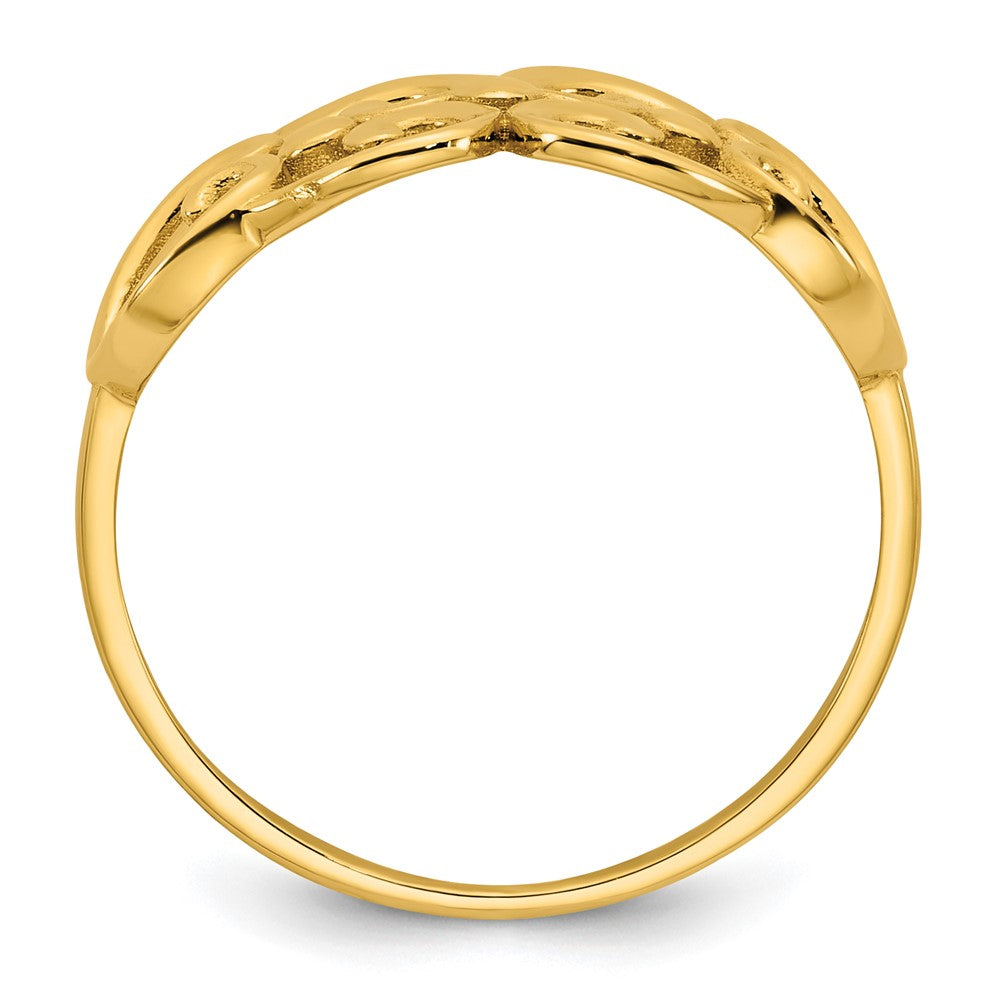 14K Yellow Gold Polished Cut Out Fancy Hearts Design Ring