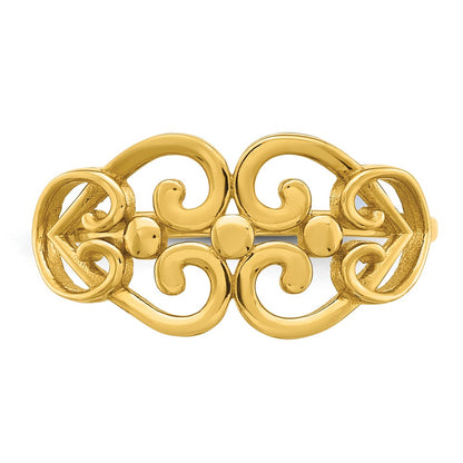 14K Yellow Gold Polished Cut Out Fancy Hearts Design Ring