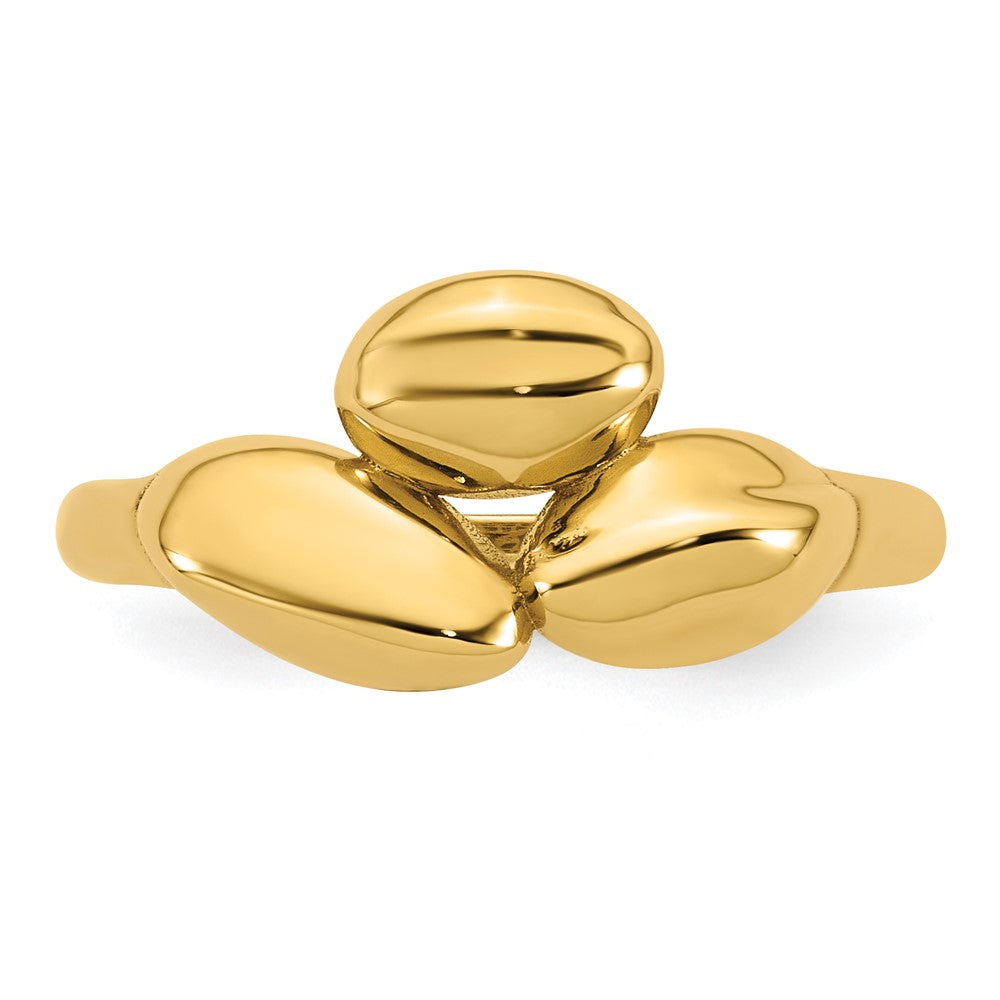 14K Yellow Gold Polished Trio Domed Ring