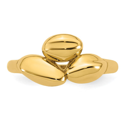 14K Yellow Gold Polished Trio Domed Ring