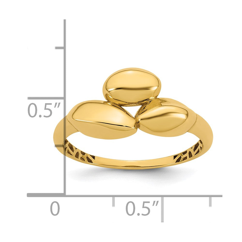 14K Yellow Gold Polished Trio Domed Ring