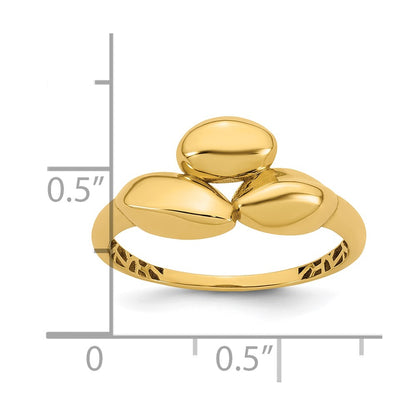 14K Yellow Gold Polished Trio Domed Ring